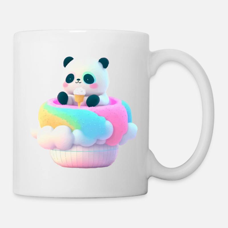 Panda coton candy barbe a papa anime kawaii Japon - Mug blanc - blanc