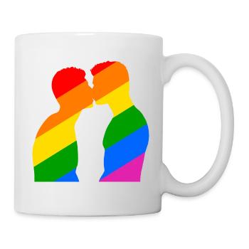 Homoerotic kiss of two men - Mug - white - Right