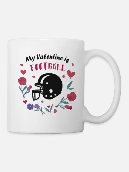 Mein Valentin ist Football - Tasse - Weiß