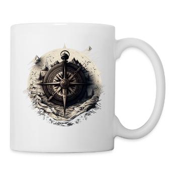 Stay on course: nautical compass for seafaring - Mug - white - Right