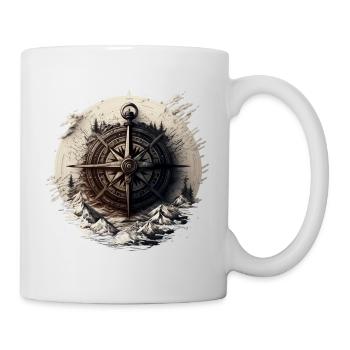 Stay on course: nautical compass for seafaring - Mug - white - Right