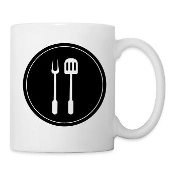 Grill tongs cricket symbol - Mug - white - Right