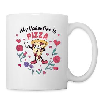 Mein Valentin ist Pizza - Tasse - Weiß - Rechts