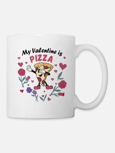 Mein Valentin ist Pizza - Tasse - Weiß