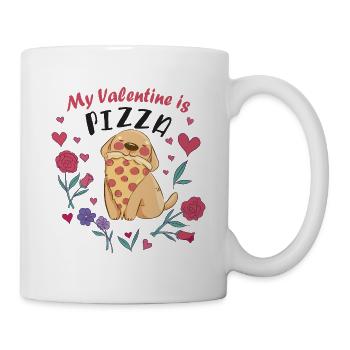 Mein Valentin ist Pizza - Tasse - Weiß - Rechts