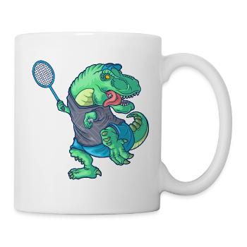 Badminton Saurus Dinosaurier T-Rex Badminton Tennisschläger - Tasse - Weiß - Rechts