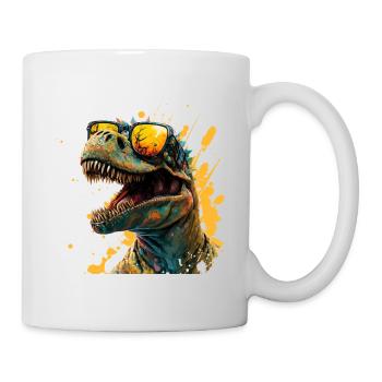 cooler Dinosaurier mit Sonnenbrille - Tasse - Weiß - Rechts