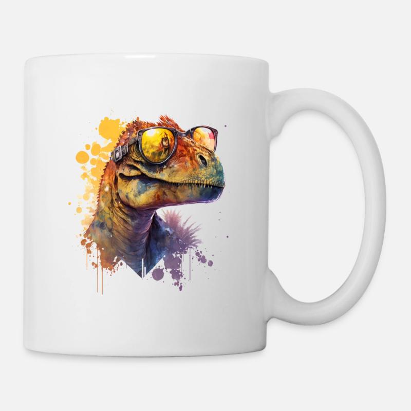 ansprechender Dinosaurier mit cooler Sonnenbrille - Tasse - Weiß