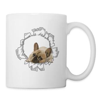 Cute, cute dog peeks out of his hole - Mug - white - Right