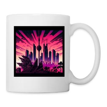 Skyline of Berlin in the evening light Retrowave optics - Mug - white - Right