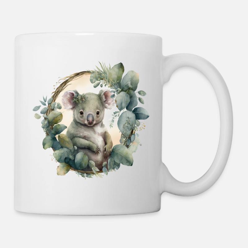 Koala mit Dschungelblättern - Tasse - Weiß