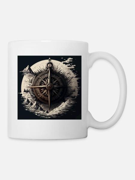kunstvoller Segler-Kompass auf hoher See - Tasse - Weiß
