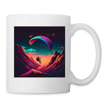 Vaporwave style, paragliding in nature - Mug - white - Right
