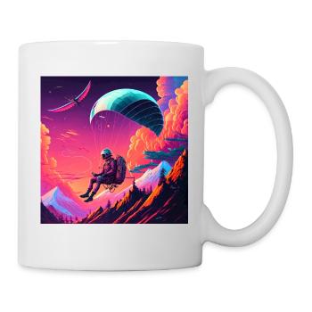 Paraglider im Synthwave Stil - Tasse - Weiß - Rechts