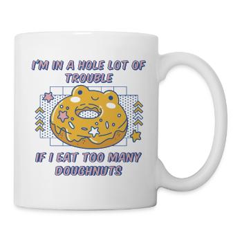 Un trou beaucoup de problèmes si je mange beaucoup de beignets - Mug blanc - blanc - Droite
