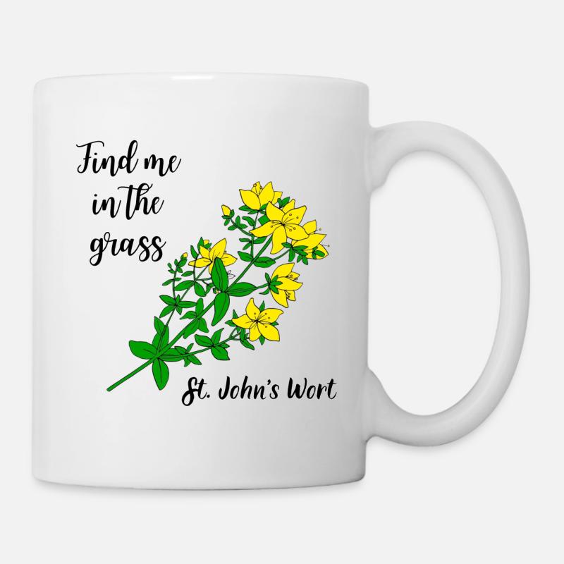 Finde mich im Gras... Johanniskraut - Tasse - Weiß