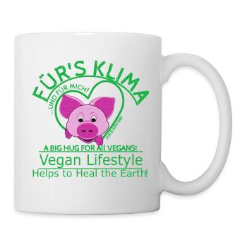 Klima männl.Schwein Vegan SabineVegan - Tasse - Weiß - Rechts
