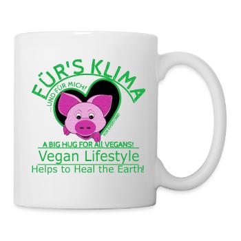Schwein männl.Klima Vegan Planet Retten SabineVega - Tasse - Weiß - Rechts