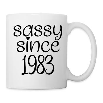 frech seit 1983, Geschenk zum 40. Geburtstag 40 Jahre alt - Tasse - Weiß - Rechts
