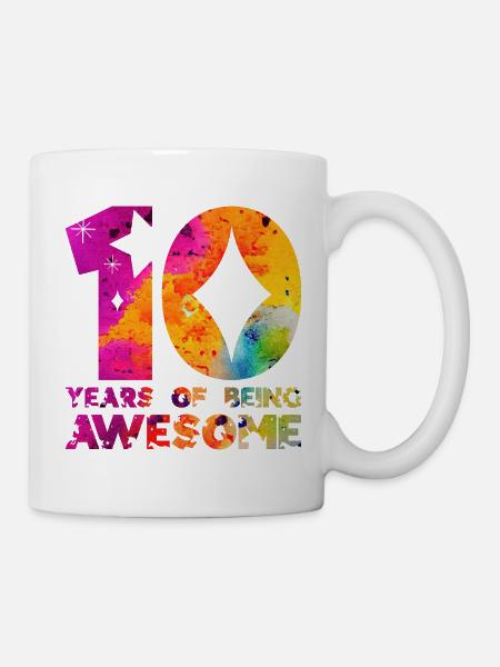 10 YEARS OF BEING AWESOME EINHORN 10. GEBURTSTAG - Tasse - Weiß
