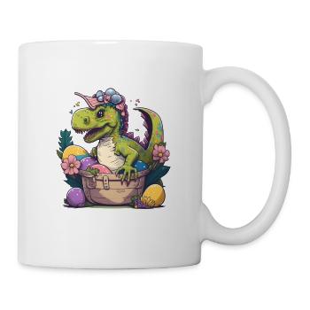 Dino dans un panier de Pâques avec des œufs de Pâques - Mug blanc - blanc - Droite