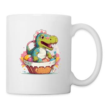 Dino in the Easter egg basket - Mug - white - Right