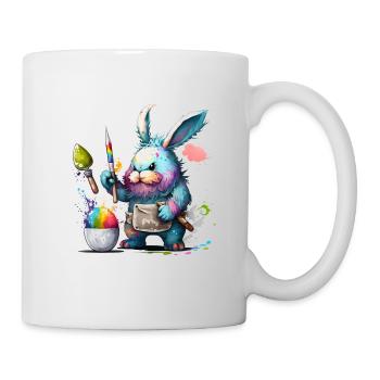Lapin de Pâques de dessin animé avec œuf de Pâques - Mug blanc - blanc - Droite