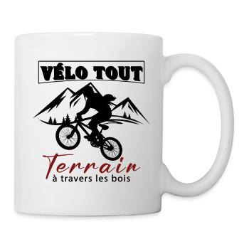 Vélo tout terrain à travers les bois - Mug blanc - blanc - Droite