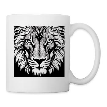 Portrait lion symétrie - Mug blanc - blanc - Droite
