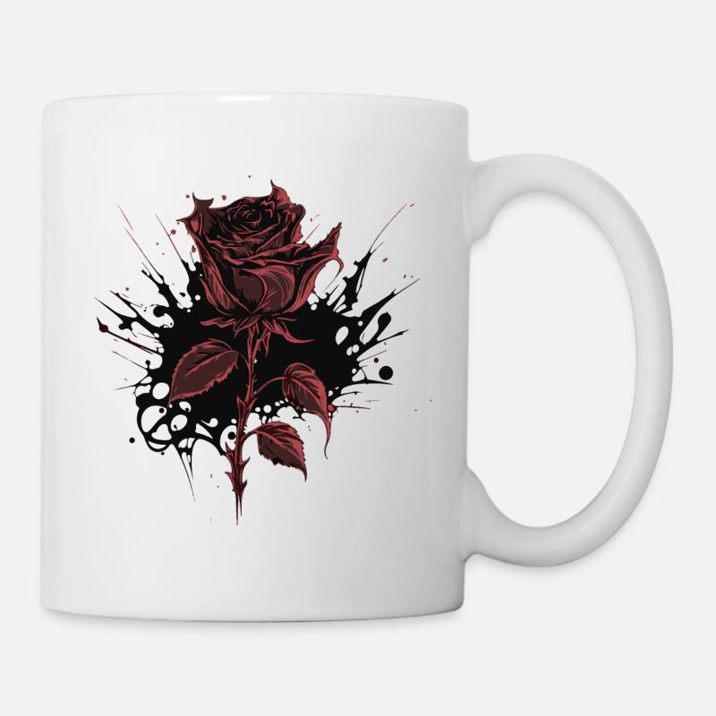 Rote Rose Goth Gothic - Tasse - Weiß