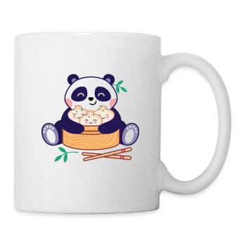 Panda mit Dim Sum - Tasse - Weiß - Rechts