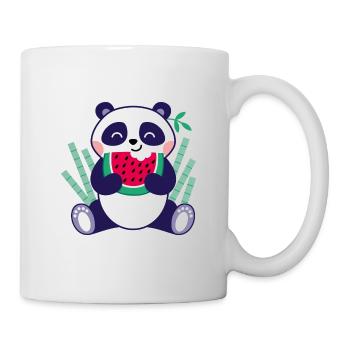 Panda mit Wassermelone - Tasse - Weiß - Rechts