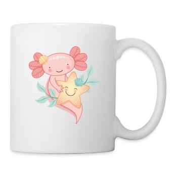 Axolotl mit Seestern - Tasse - Weiß - Rechts