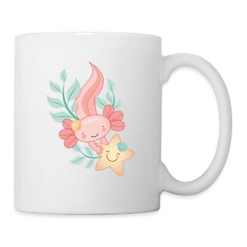 Axolotl mit Seestern - Tasse - Weiß - Rechts