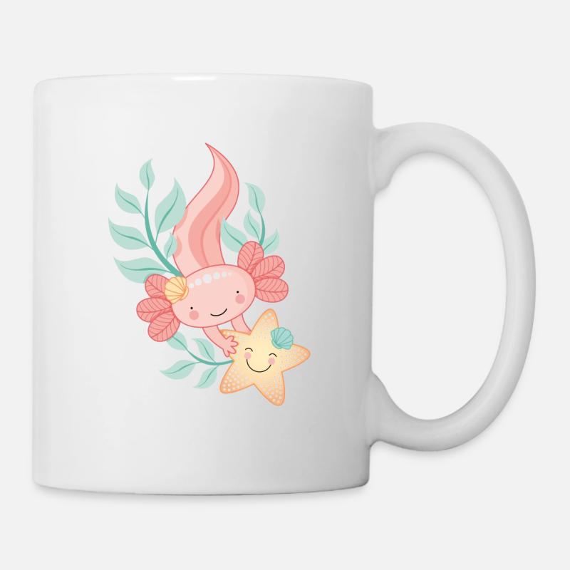 Axolotl avec étoile de mer - Mug blanc - blanc