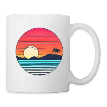 Vintage Beach Landscape turq - Mug blanc - blanc - Droite