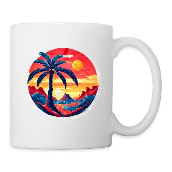 Paysage de plage vintage coloré - Mug blanc - blanc - Droite