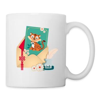 Tigerkarte mit Briefumschlag - Tasse - Weiß - Rechts