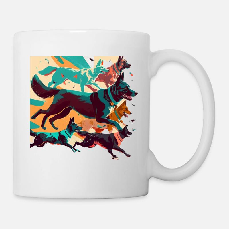 Colorful Dogs - Dogs Group - Mug - white