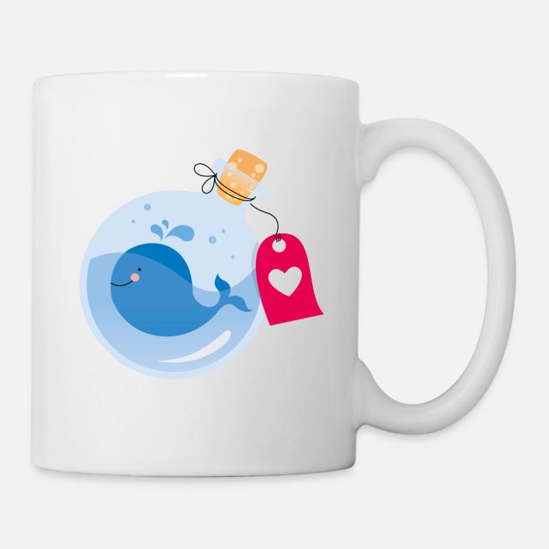 Message in a bottle with a small whale - Mug - white