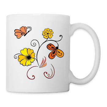 Flower vine with butterfly - Mug - white - Right