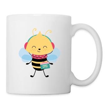 Biene mit Walkman - Tasse - Weiß - Rechts