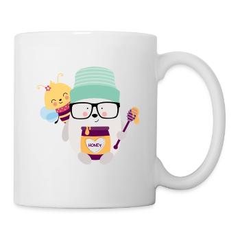 Ours avec abeille - Mug blanc - blanc - Droite