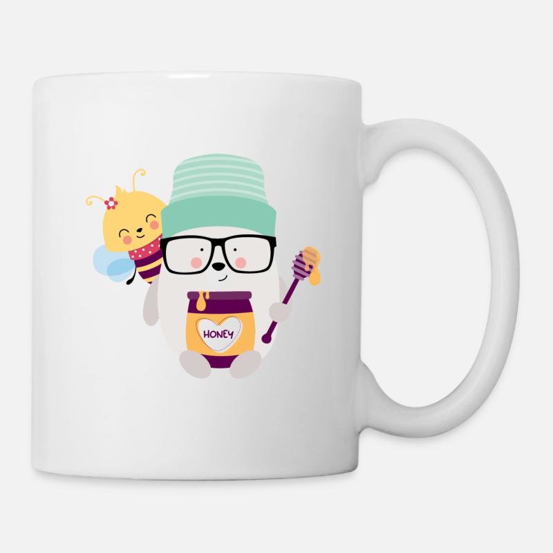 Ours avec abeille - Mug blanc - blanc