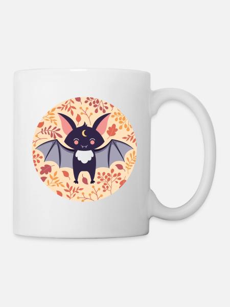 Chauve-souris avec motif automnal - Mug blanc - blanc