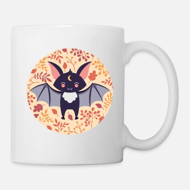Fledermaus mit Herbstmuster - Tasse - Weiß