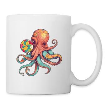 Pieuvre comique drôle avec sucette - Mug blanc - blanc - Droite