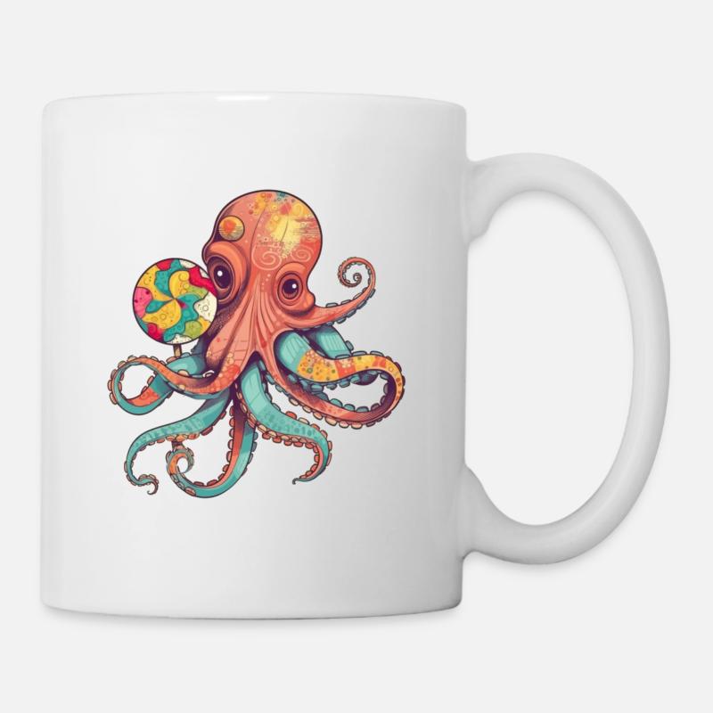 Pieuvre comique drôle avec sucette - Mug blanc - blanc