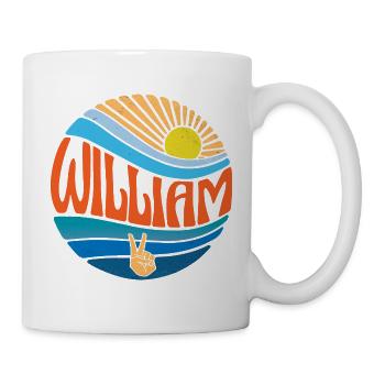 William Hemd Vintage Sonnenuntergang William Groovy Krawatte - Tasse - Weiß - Rechts