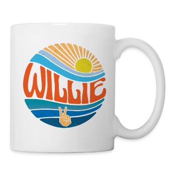 Willie Hemd Vintage Sonnenuntergang Willie Groovy Batikfarbe - Tasse - Weiß - Rechts
